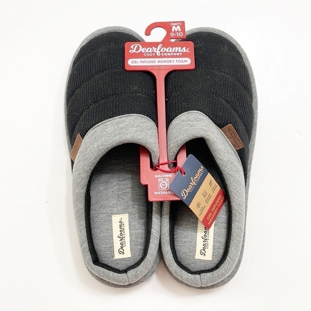 NEW Dearfoams black slippers